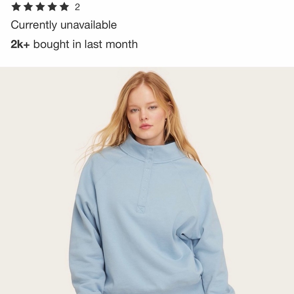 NWT Parke x Target size L/XL Light Blue Mock Neck Pullover Sweatshirt